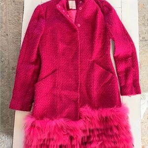 Moiselle Vibrant Pink Tweed and raccoon Jacket